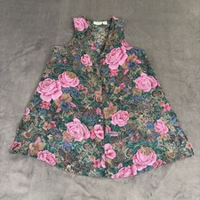 VTG Victoria's Secret Gold Label Floral Sheer Button Front Nightgown Size M/L