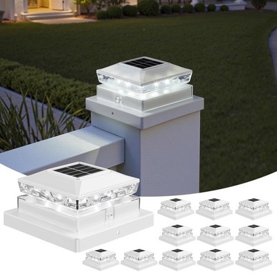Solar Post Cap Lights, 6500K Cool White IP65 Waterproof Solar Powered Fence L...