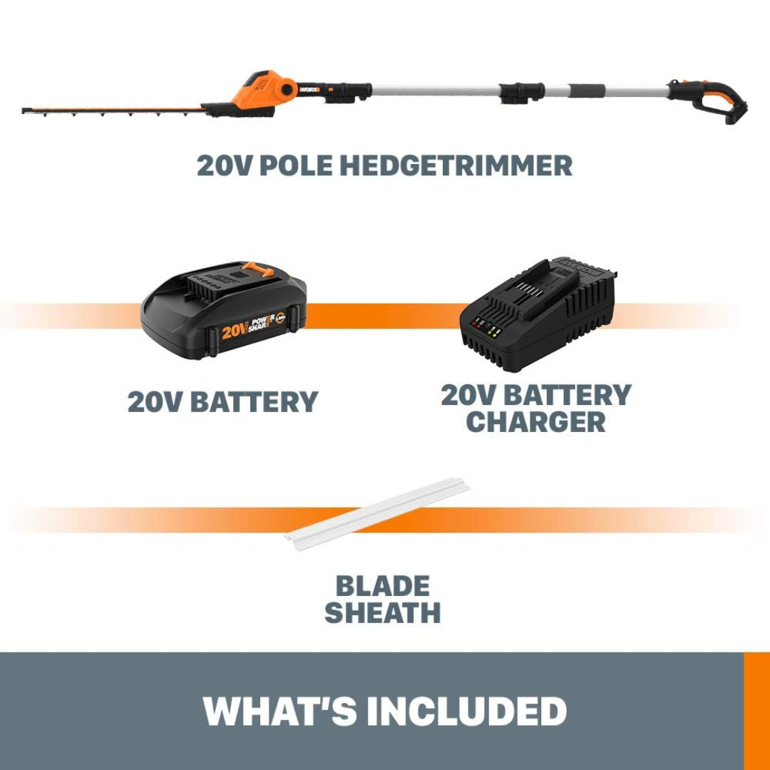 Worx WG252 Cordless 20V Power Share 20" Telescoping Hedge Trimmer