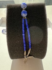 Possible Lapis Lazuli Necklace Blue Bead with Silver Native American Feather 