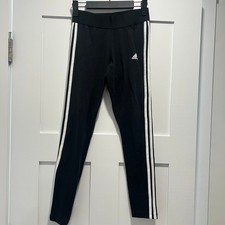 Adidas Women  s Small Leggings   Black with White 3-Stripes Logo Track Pants