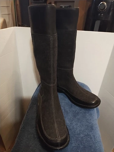 Stivali equitazione Timberland donna taglia 6 pelle tweed sassone nero 823709126 zip laterale