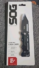 SOG Cash Card Folding Pocket Knife Stainless Steel Satin Money Clip EZ1-CP