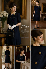 60er Franz Haushofer Kleid Schurwolle schwarz...