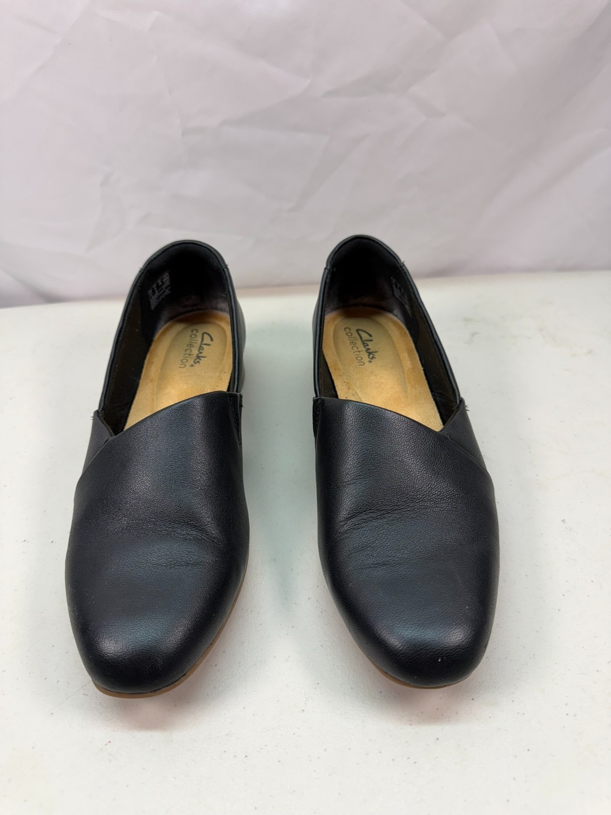 Clarks Collection Ultimate Comfort Women’s Black Leather Slip‑On Shoes Size 9