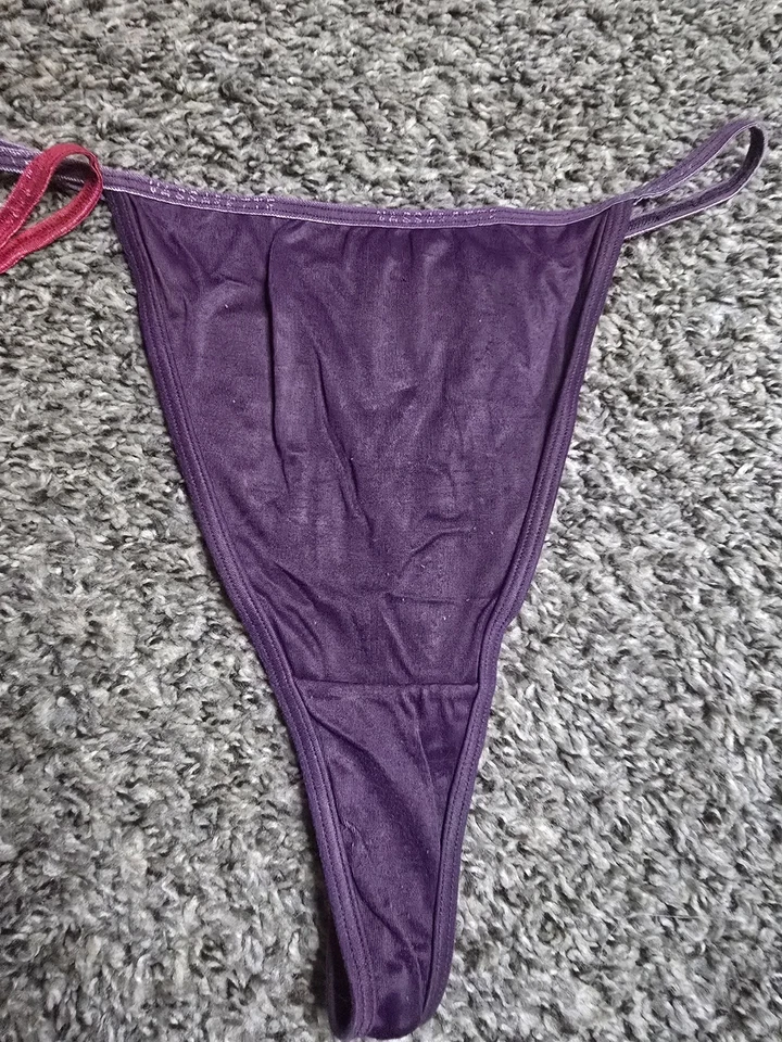 Bragas Tanga Vassarette Vintage Años 2000 Púrpura y Rojo Sarín Talla M Y2K Foto 3 de 4