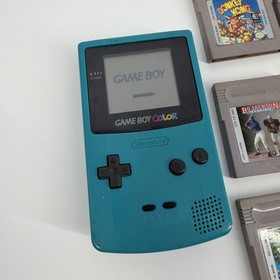 Nintendo Game Boy Color Teal Console Bundle with 13 Games and Cases