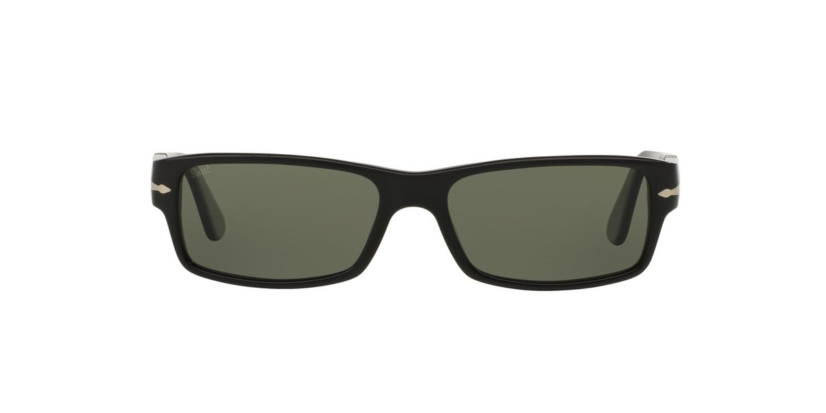 Persol PO2747S Rectangular Sunglasses Black/Green Polarized 57