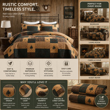 Cabin Plaid Quilt King Size - 100 Cotton Western Bedding Set Lightweight Quil