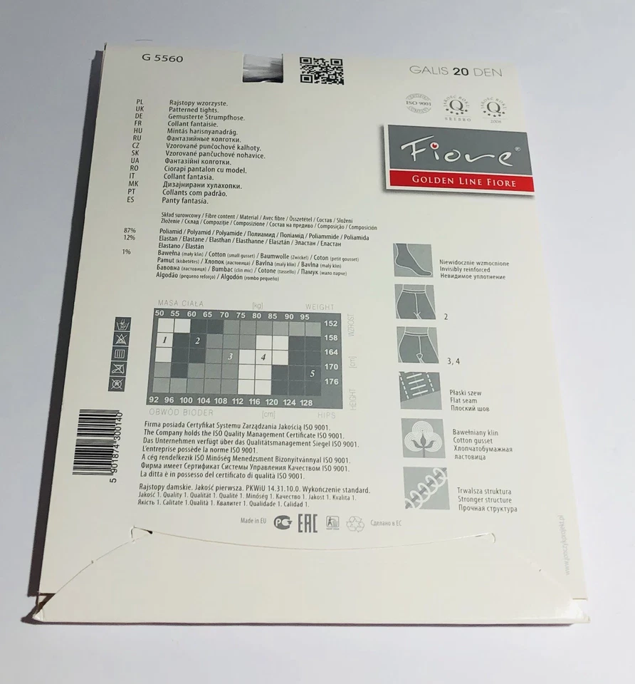 Medias Fiore GALIS 20 Den Negro Estampado Microfibra G5560 Talla 4 Nuevas Foto 4 de 4