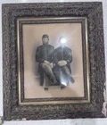 Antique Civil War Union Soldier Charcoal Portrait Drawing Large 30x27 Stunning!