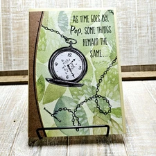 Designer Greetings Father's Day Card Pop Time Goes By Green Clock Watch