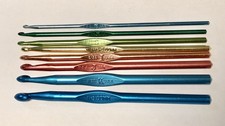 Set/8 VTG Boye COLORFUL Crochet Hooks E F G H I J K N USA lot Free Shipping