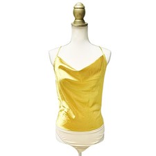 NWT Pretty Little Thing Satin Cowl Neck Cross Back Thong Bodysuit - 10