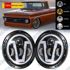For Chevrolet C10 Panel 1964 1966 Pair 7 Inch Round Led Headlights Hi Lo
