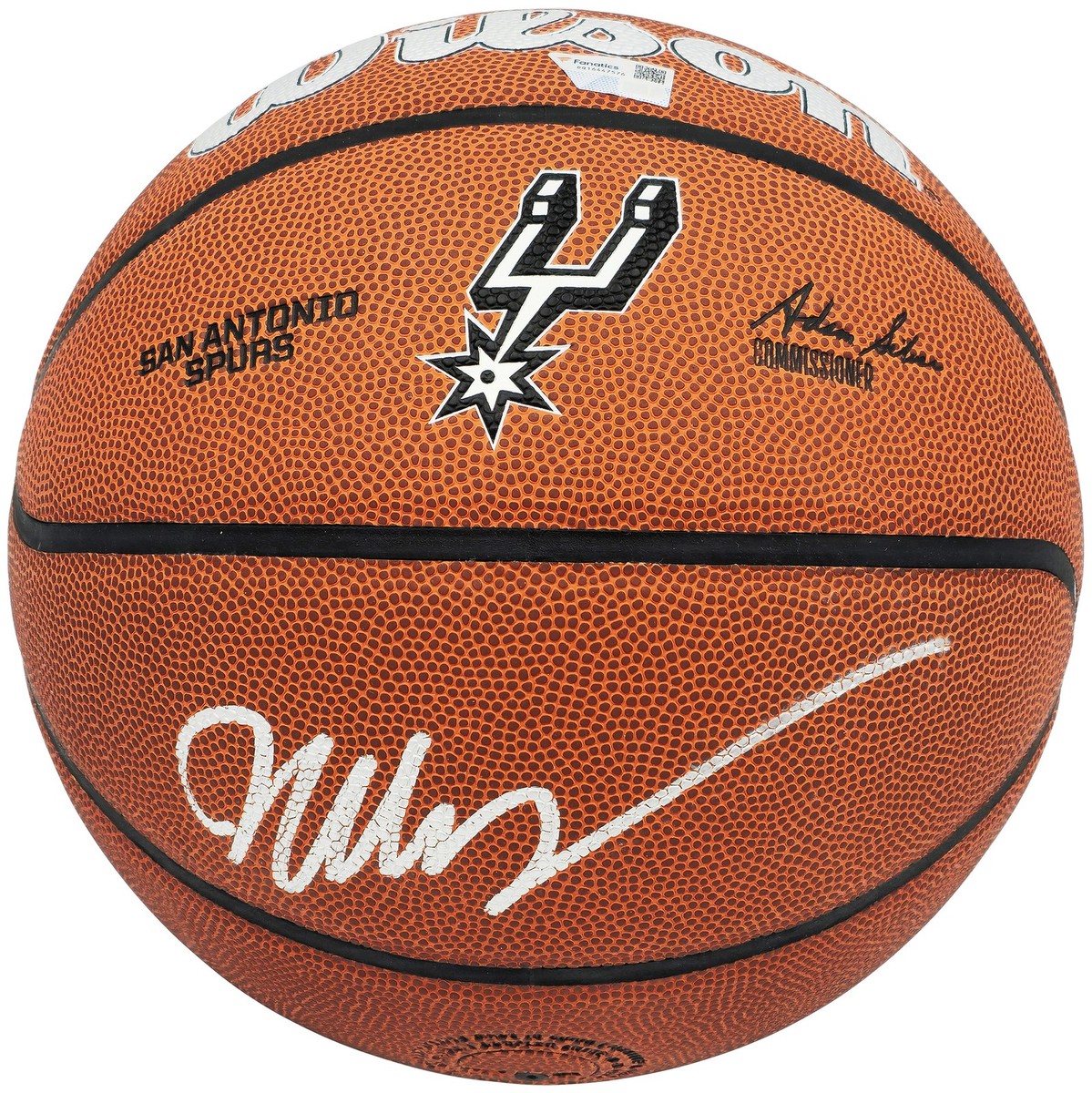 Victor Wembanyama Signed Composite Leather Spurs Logo Basketball