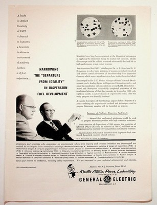 General Electric KAPL 1959 Vintage Magazine Ad Nuclear Atomic Power Recruitment