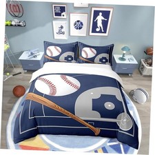 Retro Navy Blue Cotton Duvet Cover,Sports Theme Twin no comforter Multi 02