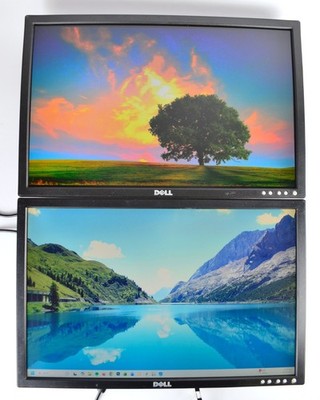 Lot of 2x Dell 22'' LCD Monitors VGA/DVI Grade C - scratches - No Stand