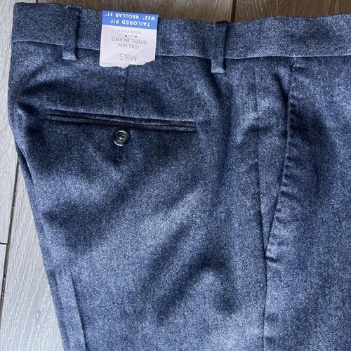 Marks and spencer M&S Mens Tailored Fit Wool Rich Tweed FLANNEL Trousers blue - Picture 9 of 10