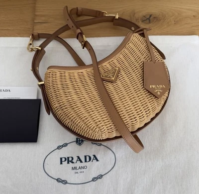 Prada „Arque“ Bag Tasche Korbgeflecht Leder Beige Raffia Bag Neuwertig - Bild 1 von 4