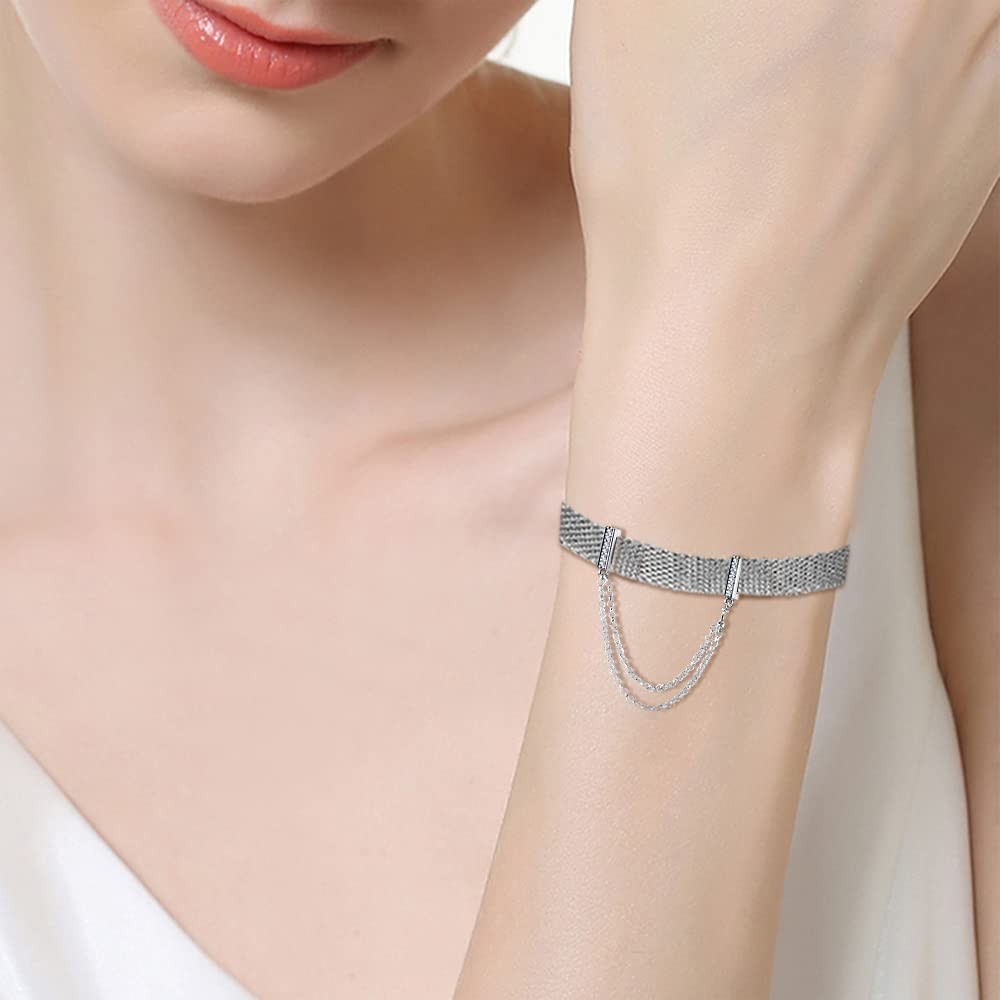 KUNSIR 925 Sterling Silver Clip-On Charm for Reflexions Mesh Bracelet Charm B...