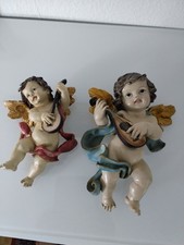 2X, Wandengel Heiligen Figuren Handgeschnitzte Engelsputten Maße 26 & 22 Cm