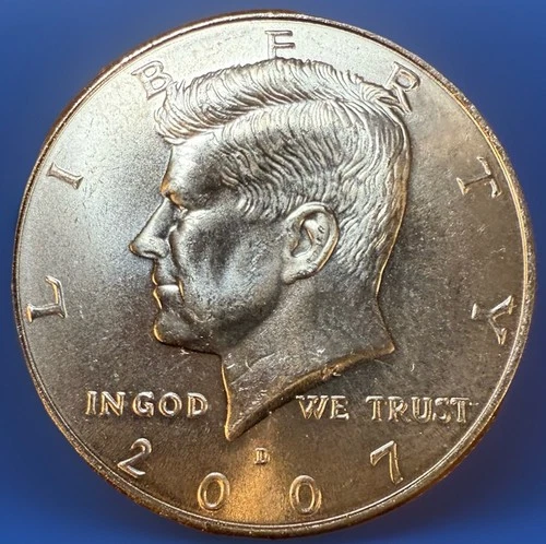2001-D Kennedy Half Dollar NIFC. Lightly Circulated. MS/AU. Stock Photo. KHD-047