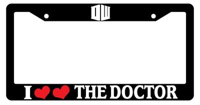 Black License Frame I Heart Heart The Doctor LOGO White Auto Doctor Who ...