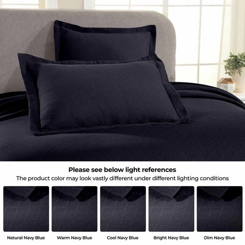 Basketweave Cotton Matelasse Decorative Bedspread and Pillow Sham Set - Picture 18 of 19