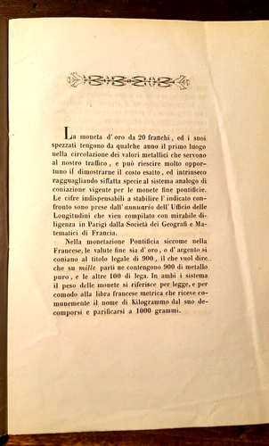 15185-opuscolo, RAGUAGLIO INTRINSECO FRA VALUTE IN ORO CONIO PONTIFICIO-FRANCESE - Picture 2 of 3