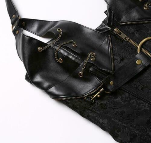 Chaleco punk punk de cuero sintético gótico punk para mujer chaleco con cordones steampunk - Imagen 5 de 15