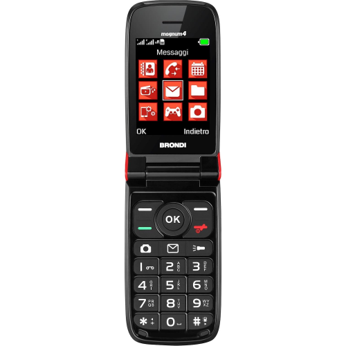 Telefono anziani Brondi Magnum 4 Rosso Dual SIM/Display Grande/Fotocamera/Radio - Afbeelding 1 van 3