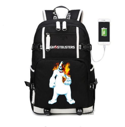 Ghostbusters Backpack Kids Schoolbag Men Travel Laptop Bag With USB charging - Picture 2 of 15