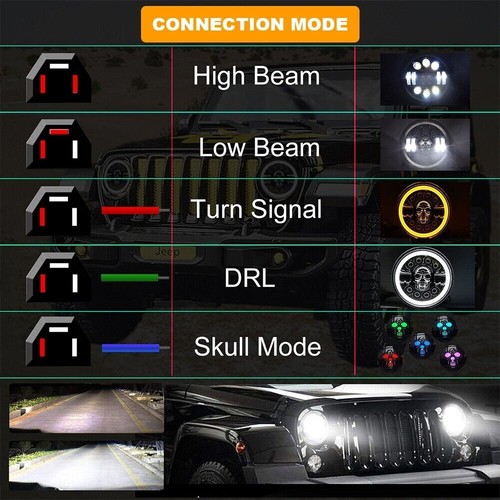 For Ford F1 1948-1952 RGB 7" Inch Round LED Headlights Halo Angel Eyes DRL Pair - Bild 8 von 12