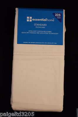 Essential Home Two Standard Pillowcases 325 Thread Count  IVORY