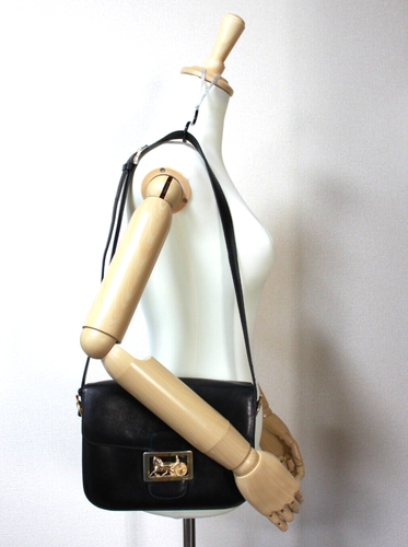CELINE Vintage Bag Carriage Shoulder Bag Handbag Purse Leather Black Authentic - Picture 23 of 24