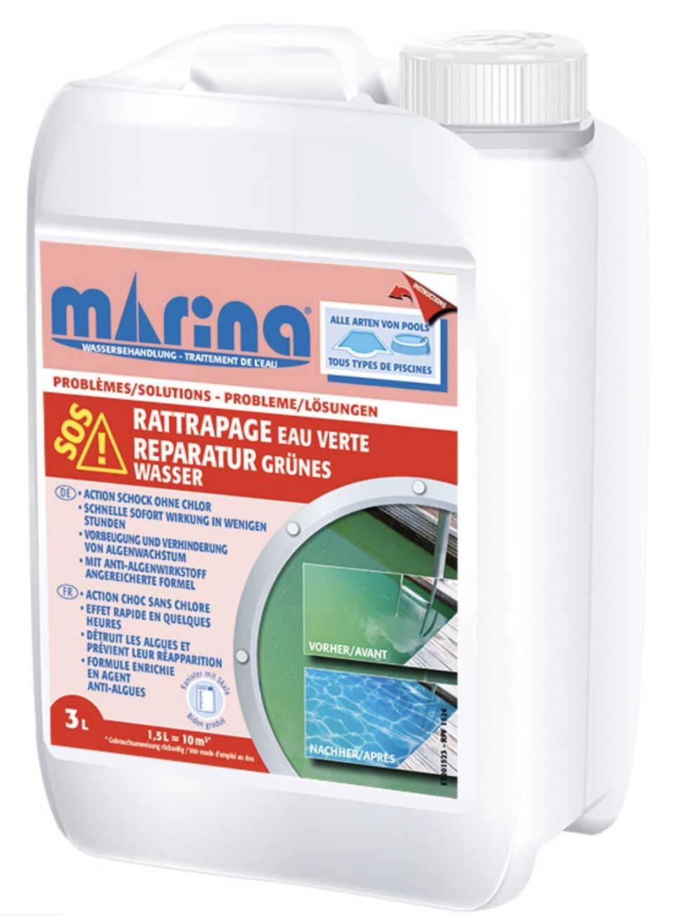 Retrofit Acqua Piscina Verde Azione Senza Cloro 3L Marina
