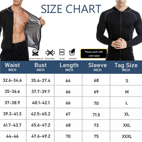 Men Sweaty Fat Burning Fitness Enhance Workout Weight Loss Sauna Jacket - Picture 18 of 18