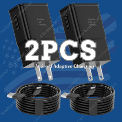 2X For Samsung Android USB Type C Data Cable Android Wall Quick Charger AC Plug