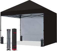 Pop up Canopy Tent 10X10 with 2 Sidewalls, Outdoor Shade Instant Canopy Tents(Bl