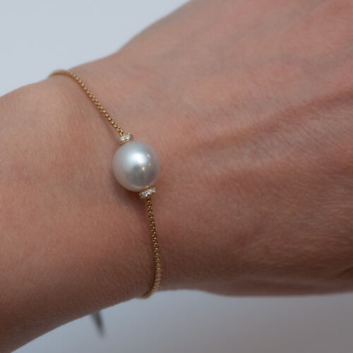New DAVID YURMAN Solari Single Pearl Chain Bracelet in 18K Gold 6.5-7.25" Medium - Picture 2 of 11
