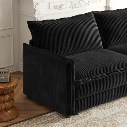 142"Oversized U-Shaped Sectional Comfy Corduroy Upholstered Couch Sofa w/Ottoman - Picture 4 of 12