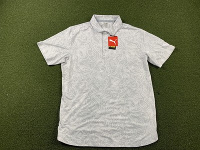 PUMA Mattr Topo Golf Polo Shirt Course Topography Gray White SZ M ( 531095 01 ) | eBay