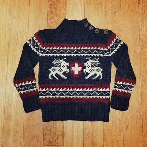 Ralph Lauren Polo Authentic Boys Winter 100% Lambs Wool Knit Jumper Size 4 - Picture 2 of 11