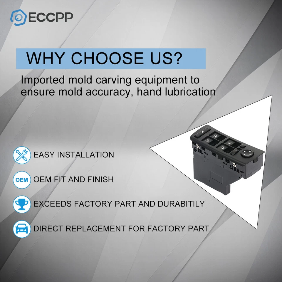 Interruptor de ventana eléctrica con espejo de atenuación automática para BMW X5 2001 2002 2003 2004-2006 Foto 4 de 4