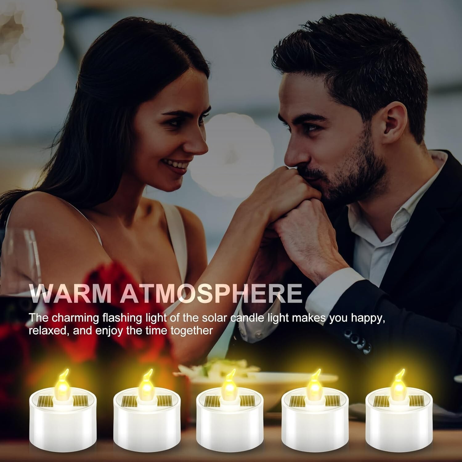 6 Pieces Solar Tea Lights - Outdoor Waterproof Candles - Flickering Light Sensor