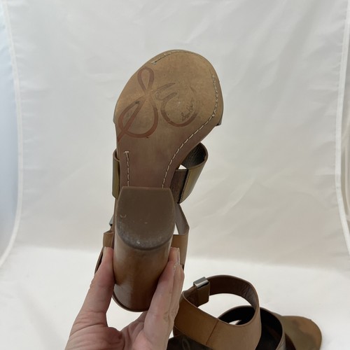 Sam Edelman Block Heels Size 8 Women Yelena Leather Ankle Strap Brown - Picture 17 of 19