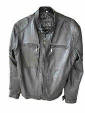 Echtes Leder Futter L Black Jacket Leather Motorcycle/Bike Men David Moore