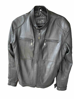 Echtes Leder Futter L Black Jacket Leather Motorcycle/Bike Men David Moore